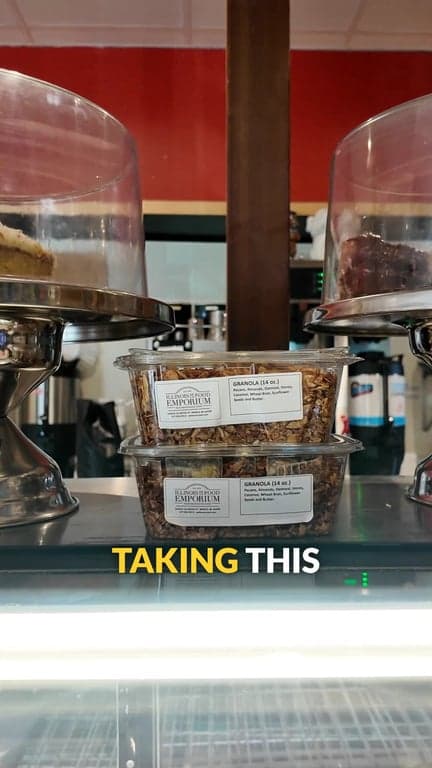 Have you had our granola yet? Come in soon to get a little at home snack! #grano