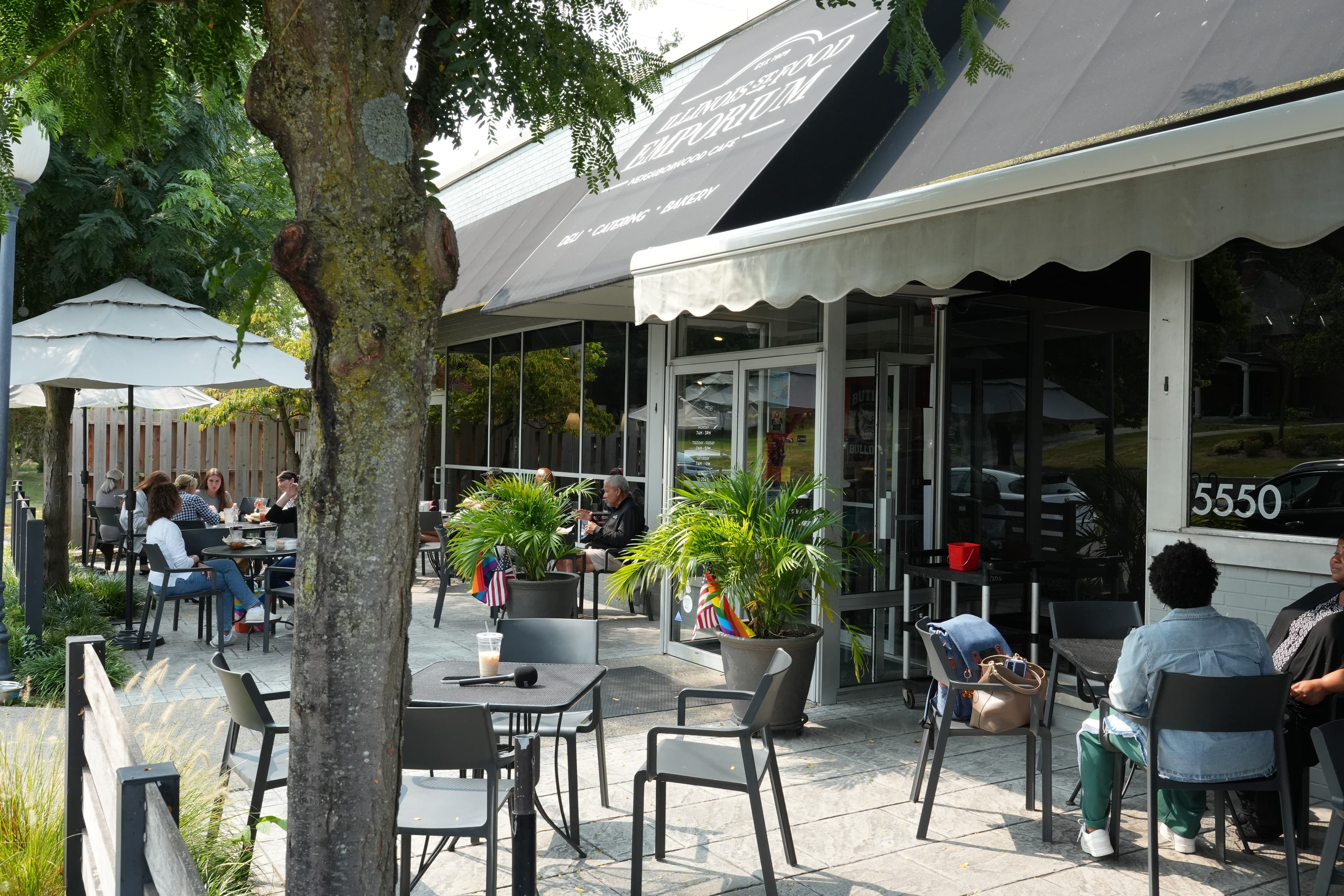 Outdoor patio at Illinois Street Food Emporium